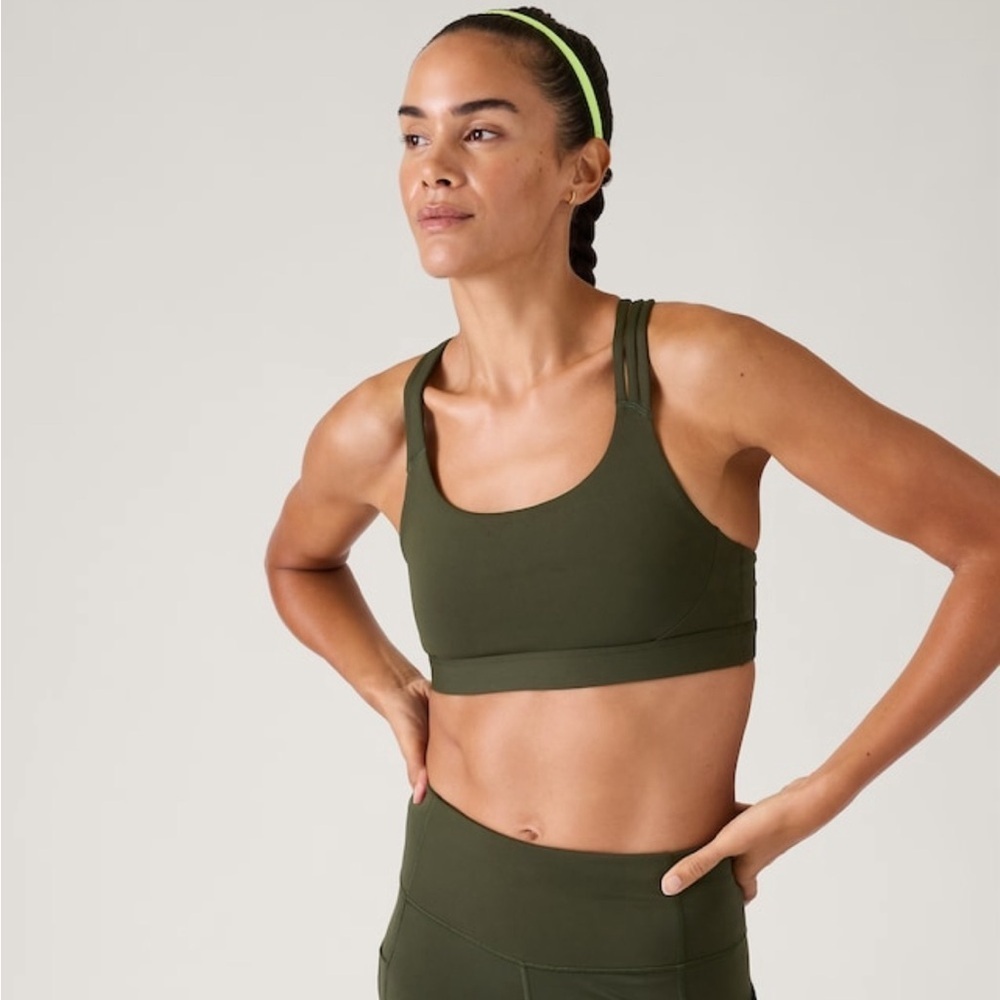 NWT Athleta Train Free Aspen Olive Bra Size Large ( Best for A-C Cups)